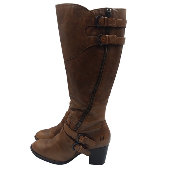 Born Milari Knee High Riding Boots Leather Buckle Accent Heel Brown Women's‎ 9.5 - Picture 6 of 12